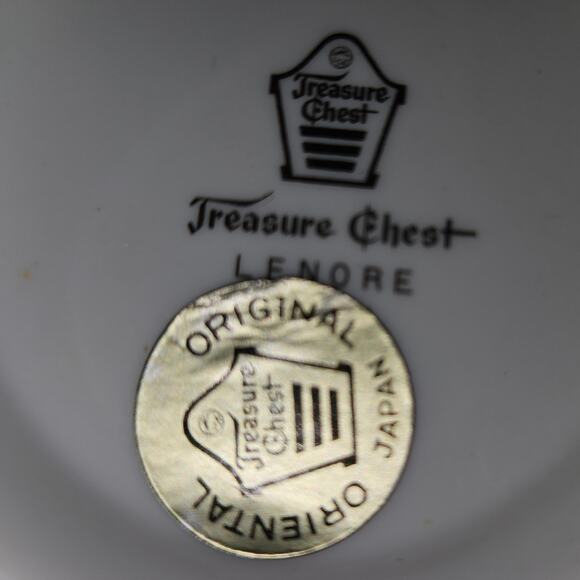 VTG Treasure Chest Lenore Creamer & Sugar Bowl w/ Lid Japan Floral Silver Trim - Picture 7 of 7